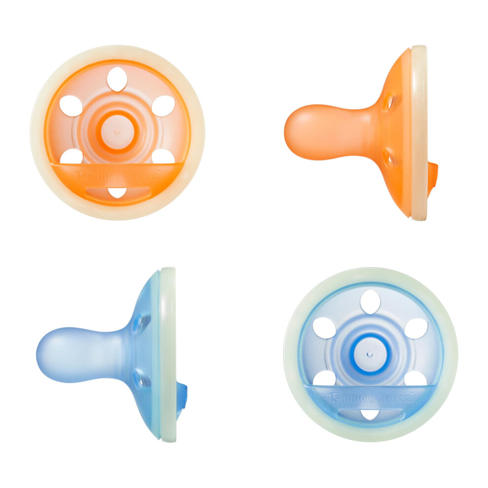 Tommee Tippee Breast-like Night Glow Dummy, Lightweight, One-Piece Silicone Design, 6-18m, 4 Pack