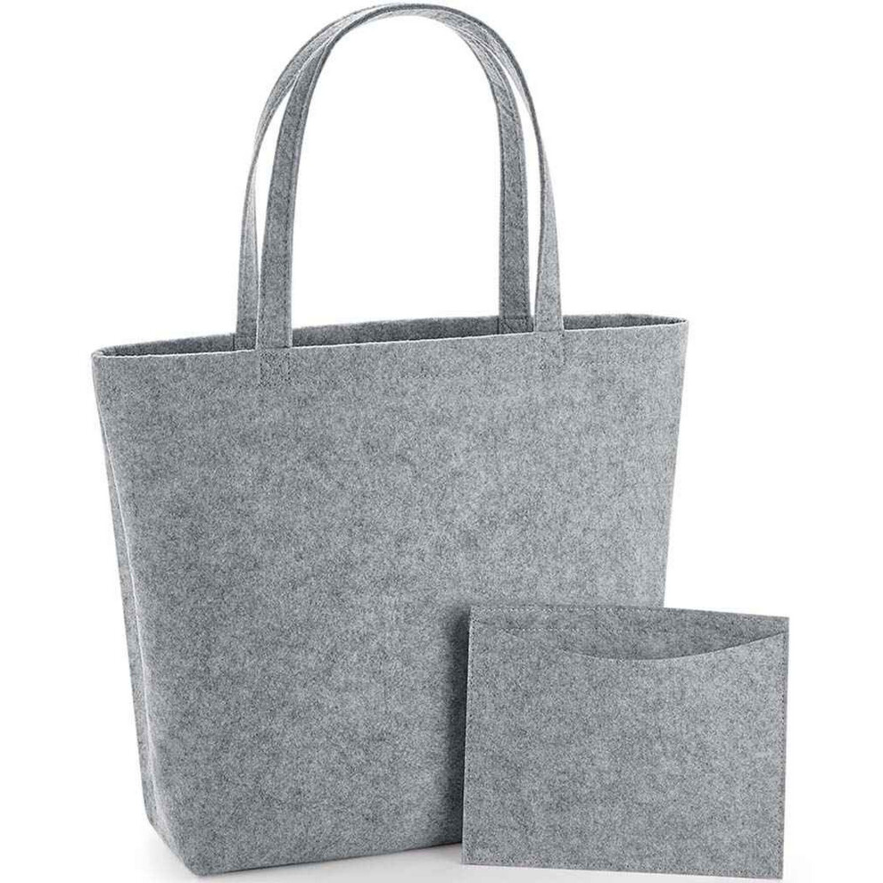 Bagbase Unisex Grey (One Size, Melange) Felt Shopper