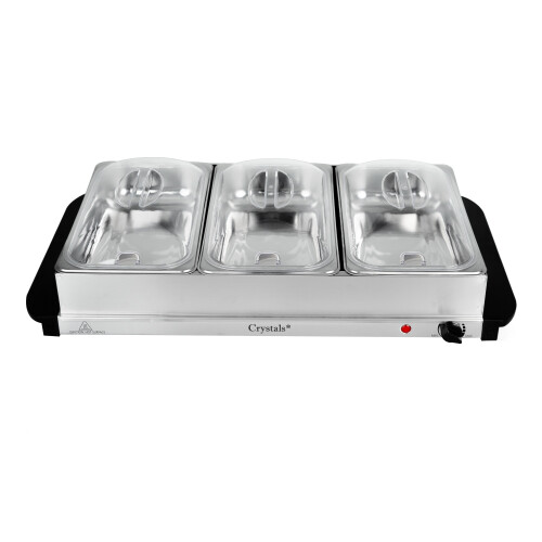 200W Buffet Warmer Food Server Hot Plate 3 Tray 1.5L Adjustable Temprature 2