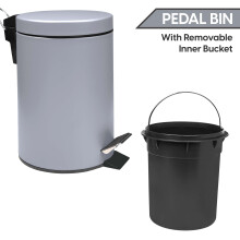 3 LITRE SMALL PEDAL BIN BATHROOM KITCHEN TOILET RUBBISH - GREY