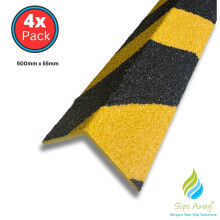 (Hazard, 4) VALUE PACK DEALS GRP Stair & Step Nosing Cover Anti Slip Treads Heavy Duty for High Traffic Areas - HAZARD