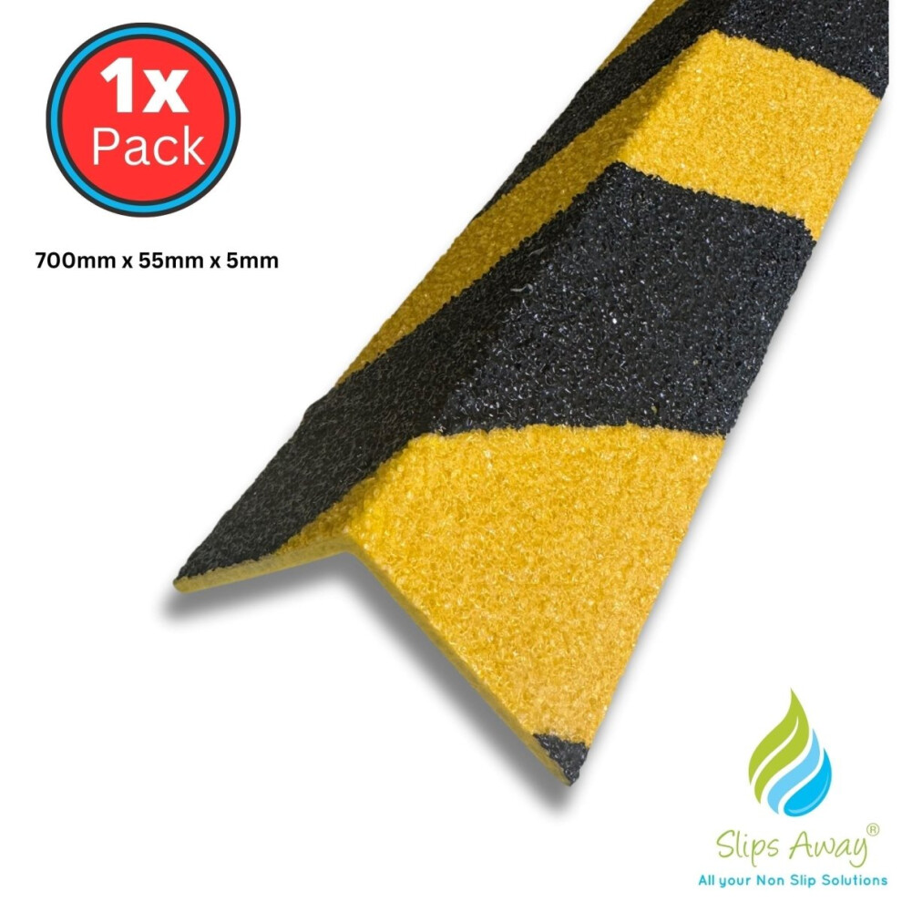 (Hazard, 1) VALUE PACK DEALS GRP Stair & Step Nosing Cover Anti Slip Treads Heavy Duty for High Traffic Areas - HAZARD