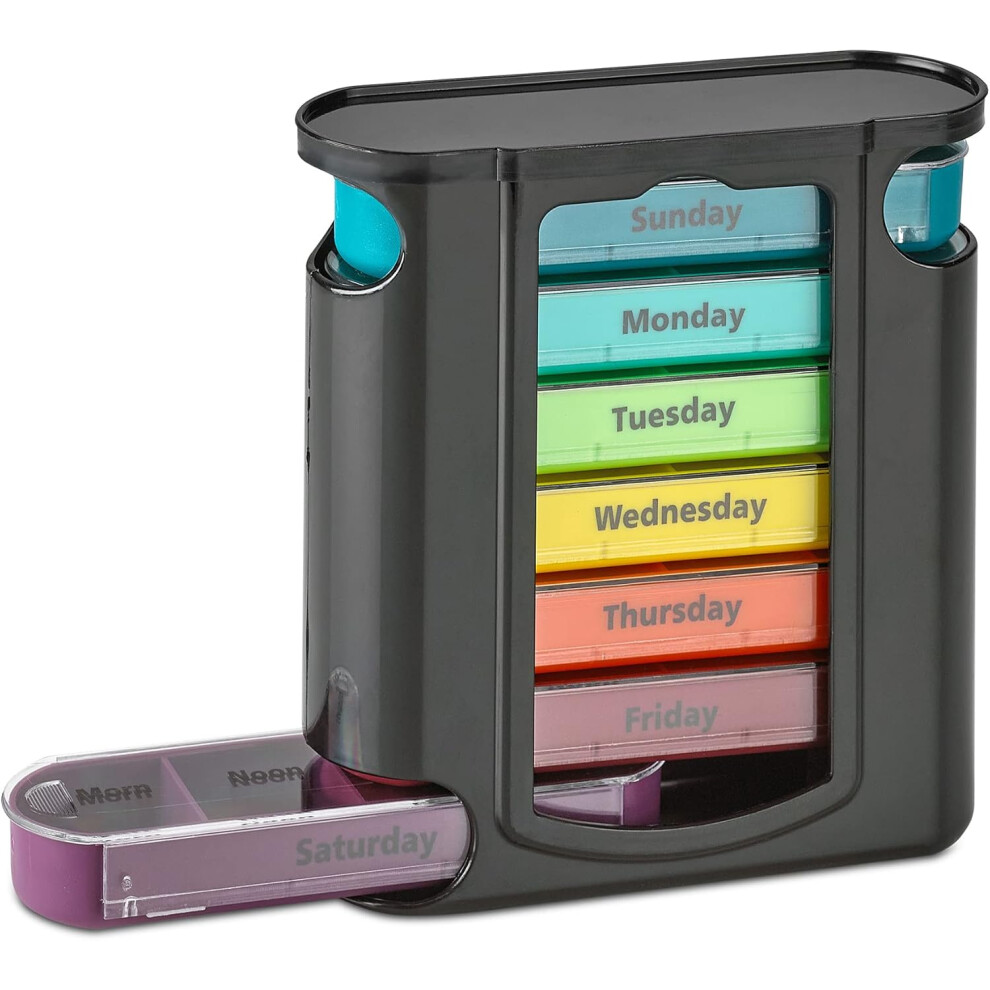 Weekly Pill Organizer, Four Times-a-Day, 1 Dispenser with Stackable Compartments
