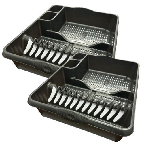 1 x Large Plastic Cutlery Dish Drainer Rack With Integral Handles 1