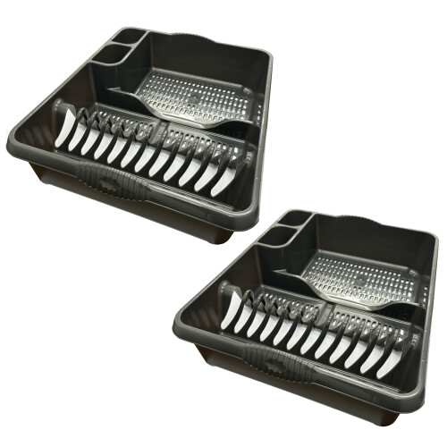 1 x Large Plastic Cutlery Dish Drainer Rack With Integral Handles 2