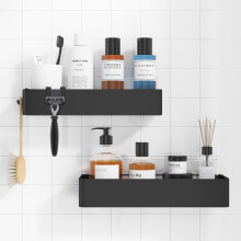 2 Pack Rustproof Shower Caddy Drill-Free Shower Organizer-Black