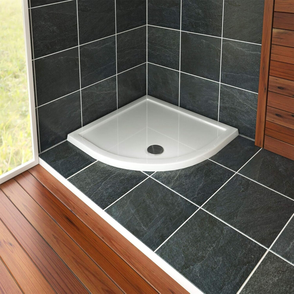 Quadrant 900 X 900Mm Shower Tray Pearlstone For Shower Enclosure Cubicle With Waste Trap 90607165