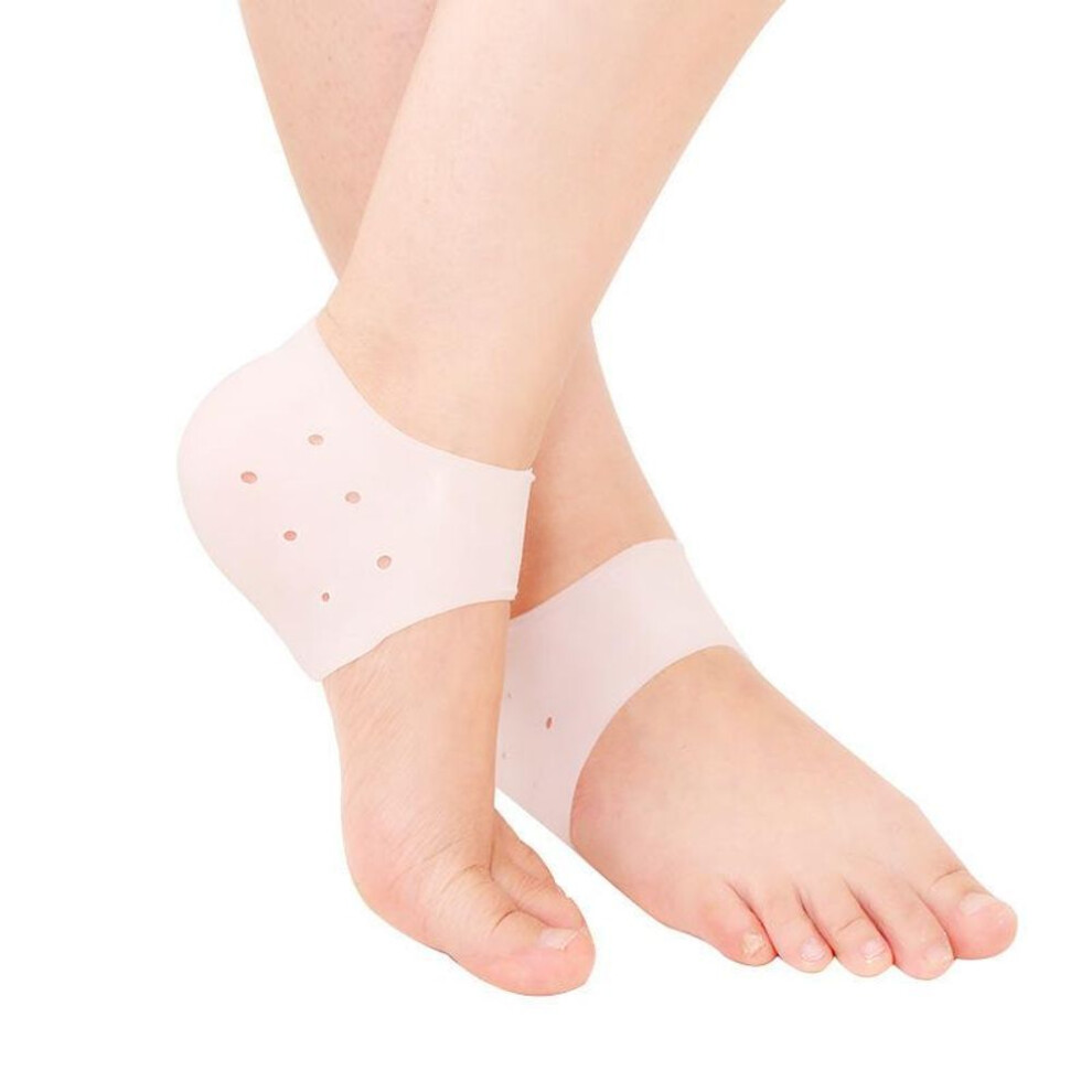 (white) 1 Pair Silicone Heel Protector Toe Socks Heel Crack Heel Chapped Sets Men And Women