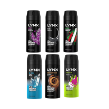 6 x 150ml Lynx MIX Deodorant Body Spray Africa, Dark Temptation Black