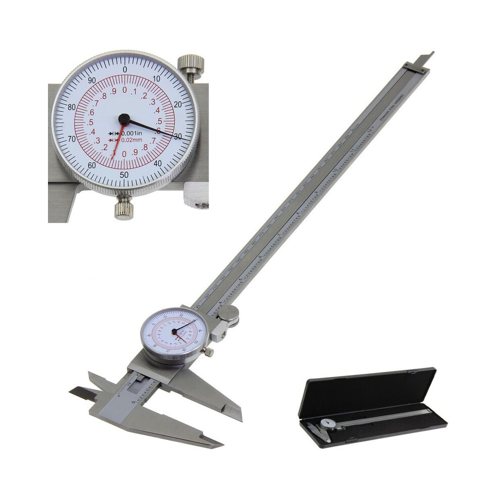 (0-150Mm 6Inch) Dual Hand Reading Scale Dial Caliper Sae Standard Mm Vernier Measuring Tool 9008532342026