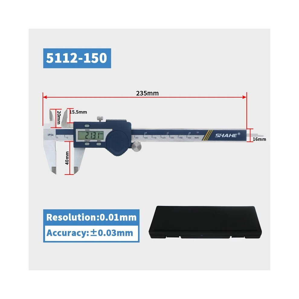 (5112-150) Shahe Hardened Stainless Steel Digital Caliper Electronic Vernier Caliper Micrometer Measuring Tools 9008532341241