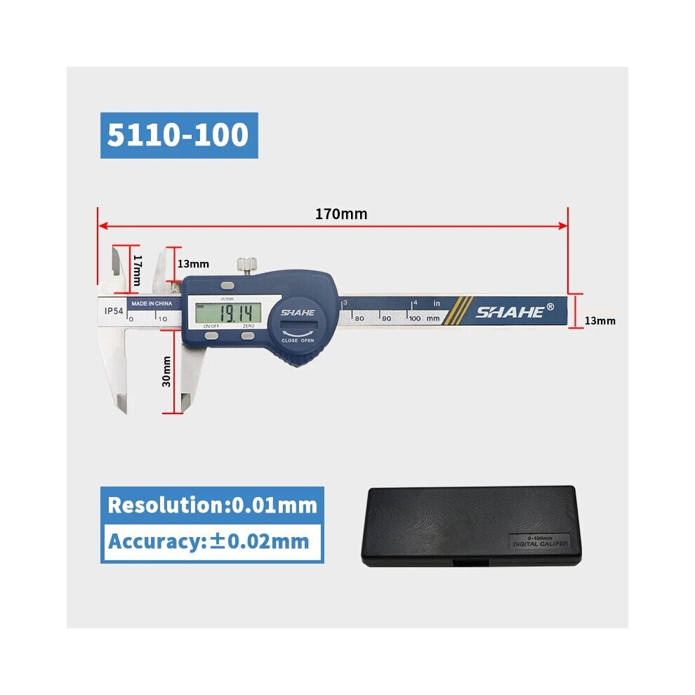 (5110-100) Shahe Hardened Stainless Steel Digital Caliper Electronic Vernier Caliper Micrometer Measuring Tools 9008532341807
