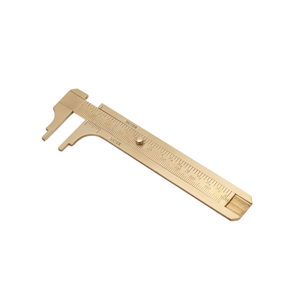 (Gs02759-02) Brass Sliding Gauge Vernier Caliper Ruler Measuring Tool Double Scales Mm/Inch Double Scale Vernier 9008532349087