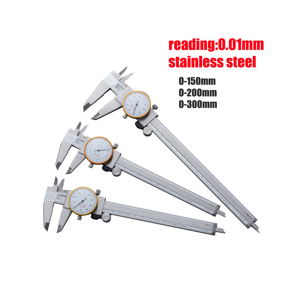 (150Mm 0.01Mm) High Precision Stainless Steel Vernier Caliper Shockproof Metric Measuring Tool Dial Calipers Industry 9008532341661