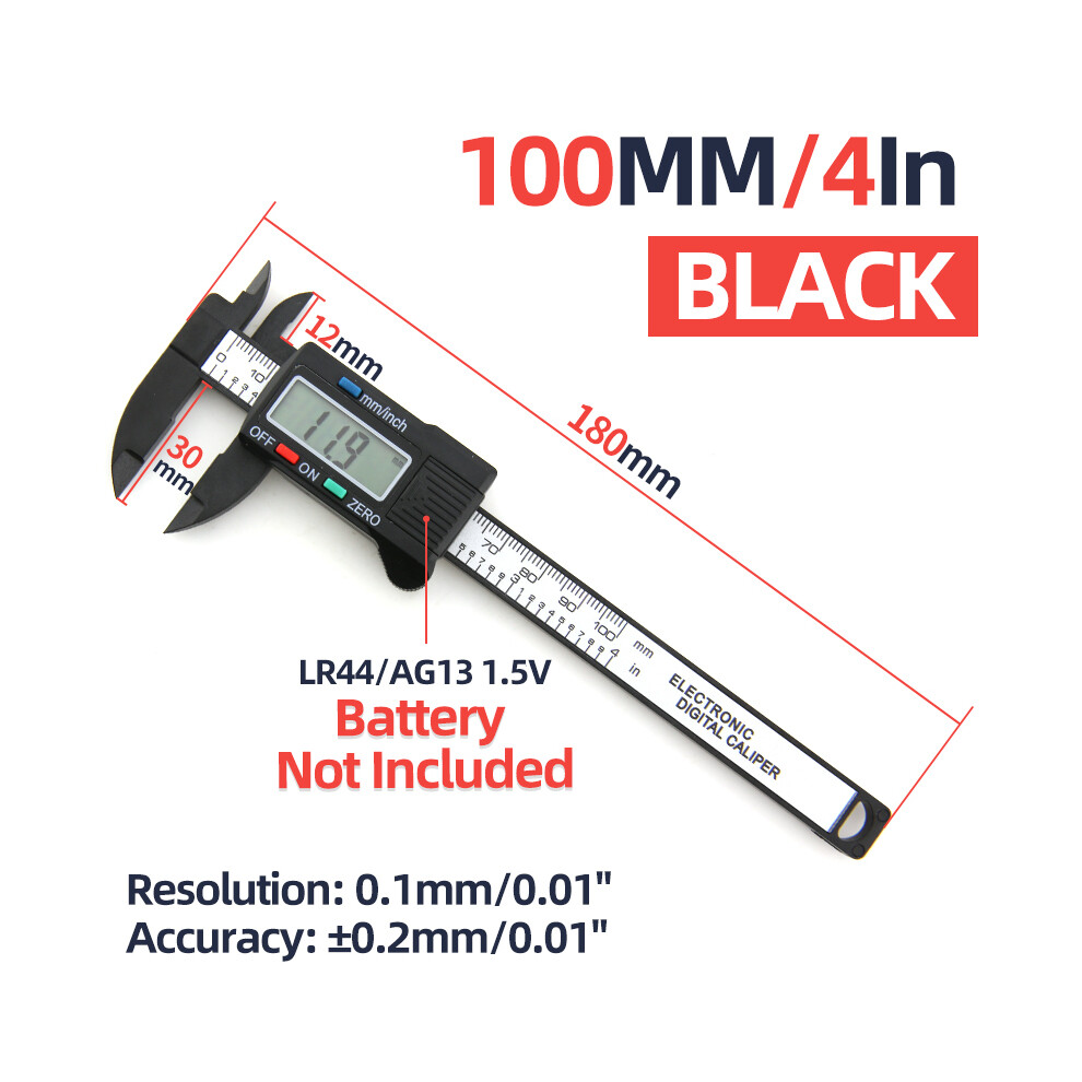 (Caliper Black 100) Plastic Calipers Large Screen Caliper Digitalâ Pachymeter Vernier Caliper Electronic Gauge Micrometer 9008532348745