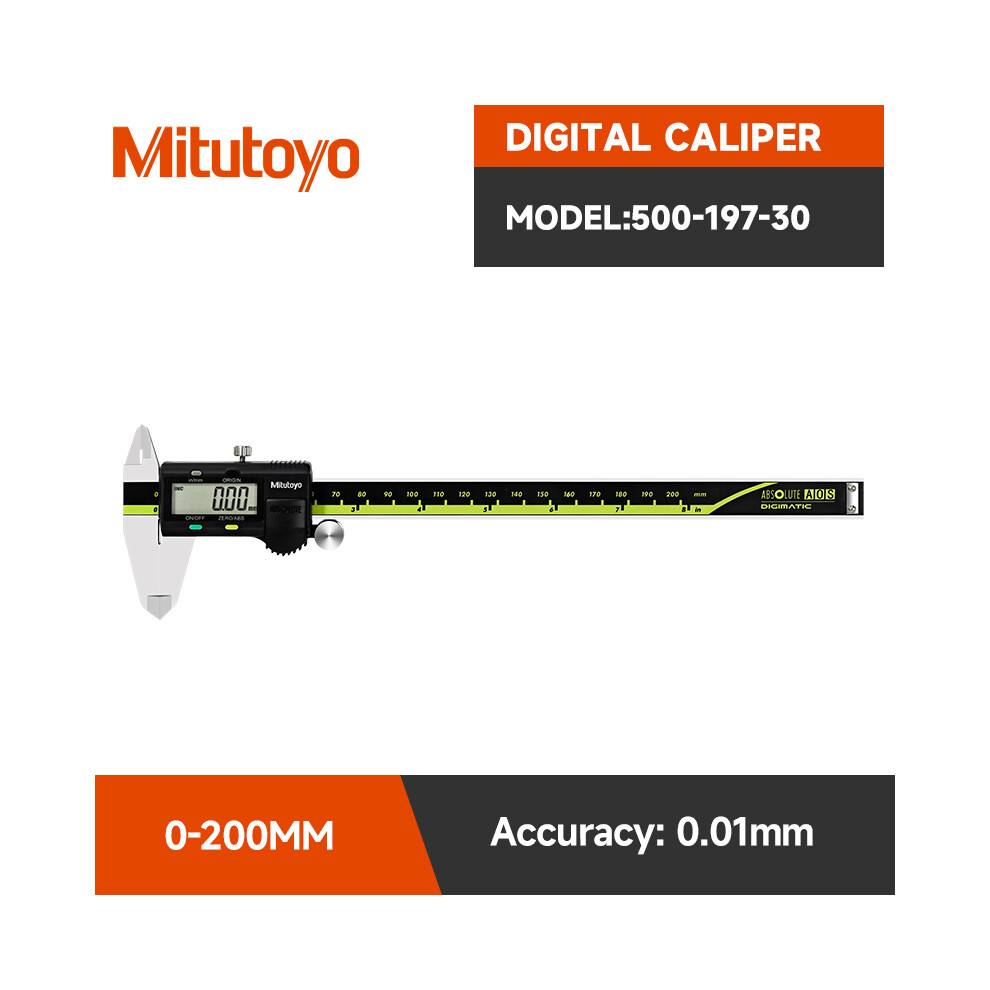 (500-197-30 200MM) Mitutoyo Vernier Caliper LCD Digital 0.01mm High-precision Electronic Measuring Stainless Steel Measuring