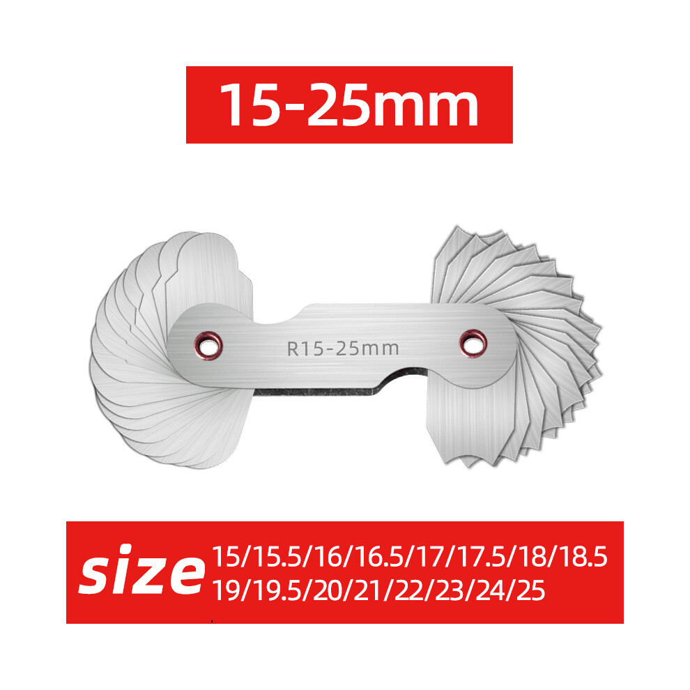 (R15-25) Radius Template R Gauge Radius Gage Plate Fillet Gaug External Internal Concave Convex Measuring Tools 9008532348677