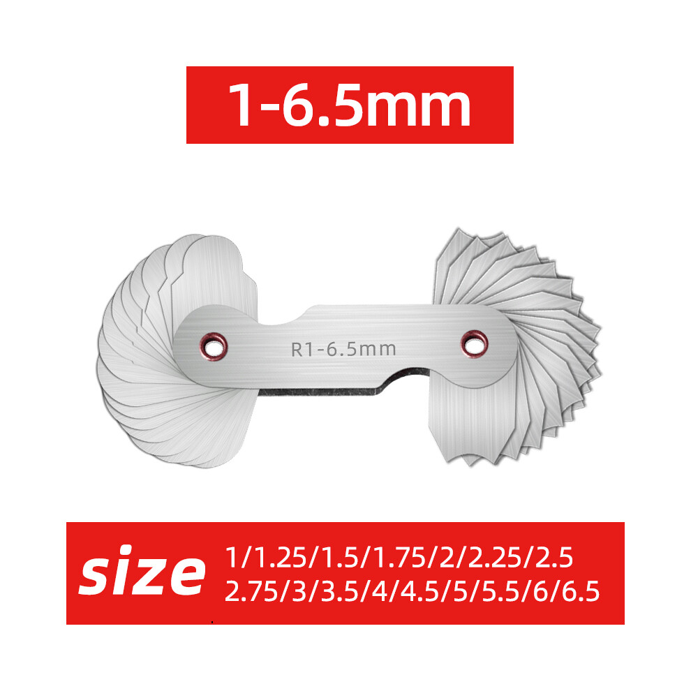 (R1-6.5) Radius Template R Gauge Radius Gage Plate Fillet Gaug External Internal Concave Convex Measuring Tools 9008532349353