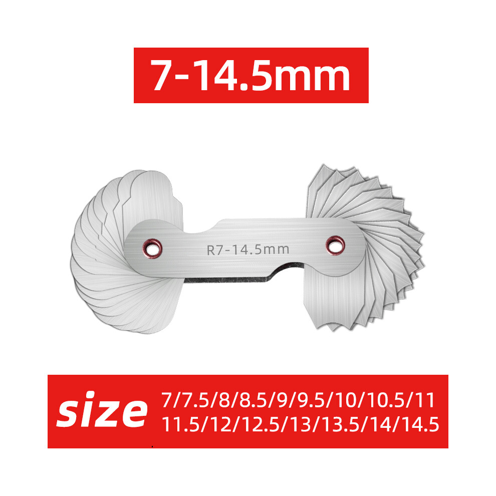 (R7-14.5) Radius Template R Gauge Radius Gage Plate Fillet Gaug External Internal Concave Convex Measuring Tools 9008532348912