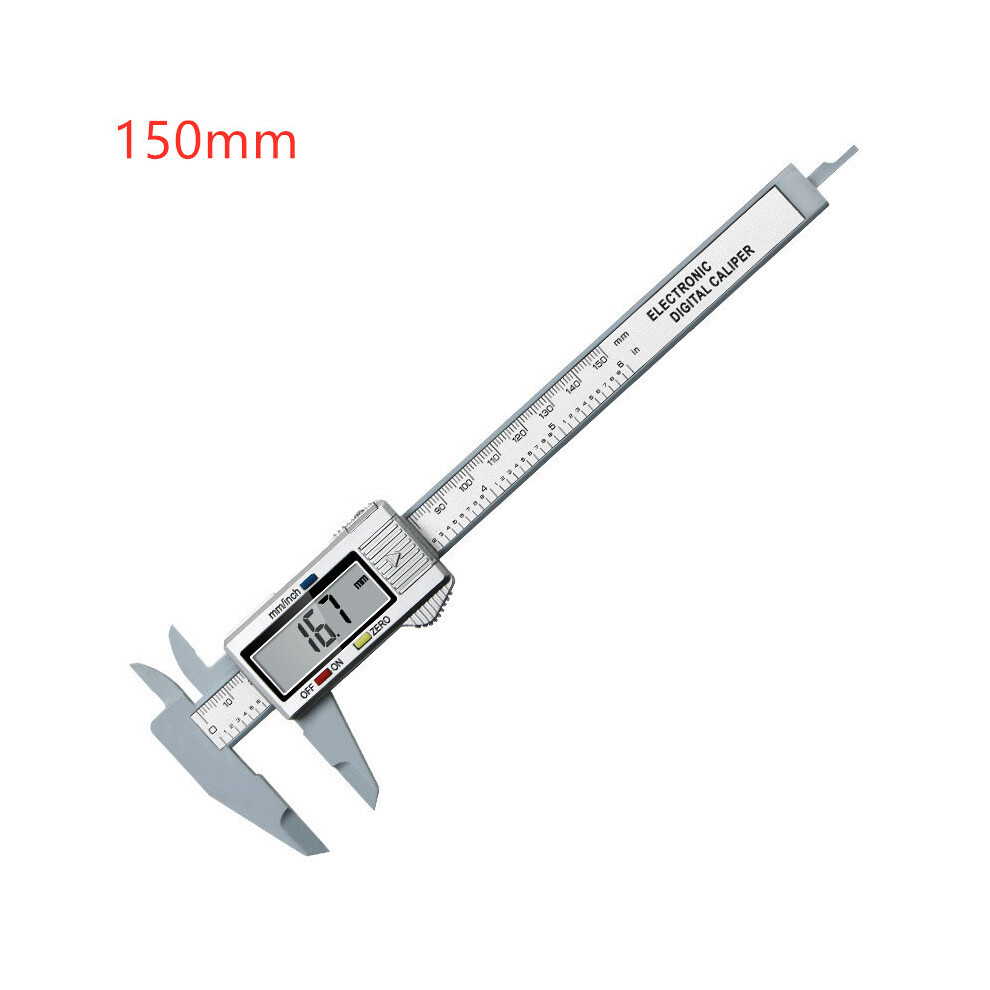 (Digital Silver) 150Mm 100Mm Electronic Digital Caliper Carbon Fiber Dial Vernier Caliper Gauge Micrometer Measuring 9008532343689