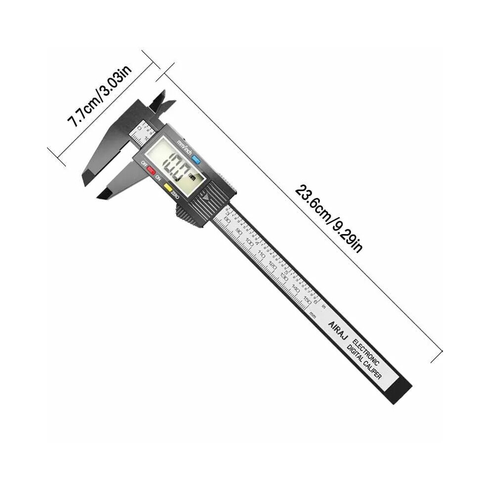 (88) Airaj 150Mm Vernier Caliper Plastic Digital Caliper, Inch Metric Fraction Conversion, Large Lcd Display 9008532343825