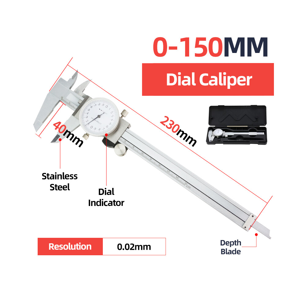 (Box Dial Caliper) Vernier Caliper Professional Pachymeter Carpentry Tools Measuring Tool Micrometer Ruler Stainless Steel 9008532340275