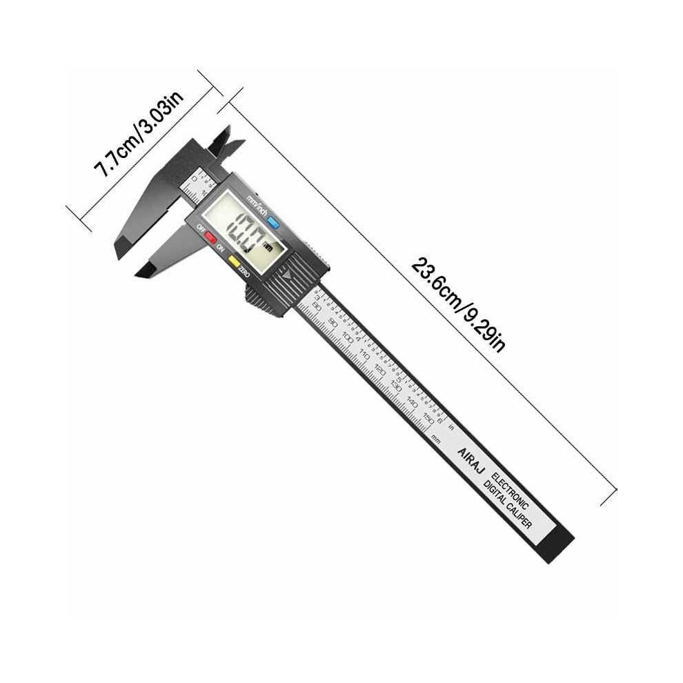 (88) Airaj Vernier Caliper Plastic Digital Caliper, Inch Metric Fraction Conversion, Large Lcd Display Measurement 9008532343832