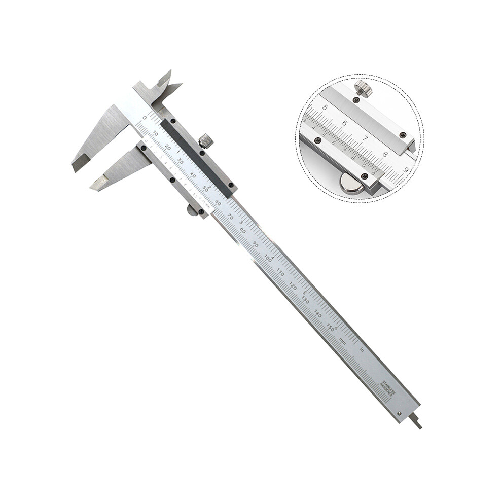 (Silver) 6" Vernier Calipers Steel Gauge Micrometer Measuring Instruments Carpenter Tools Professional Pachymeter 9008532342163