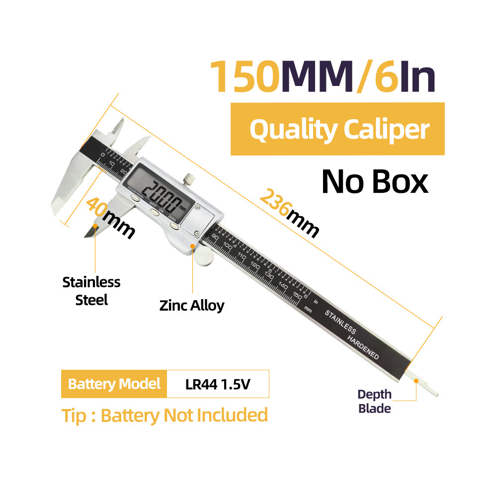 (Quality Caliper) Fraction Digital Caliper Digital Micrometer Ruler Stainless Steel Gauge Vernier Calipers Instrument 9008532339460