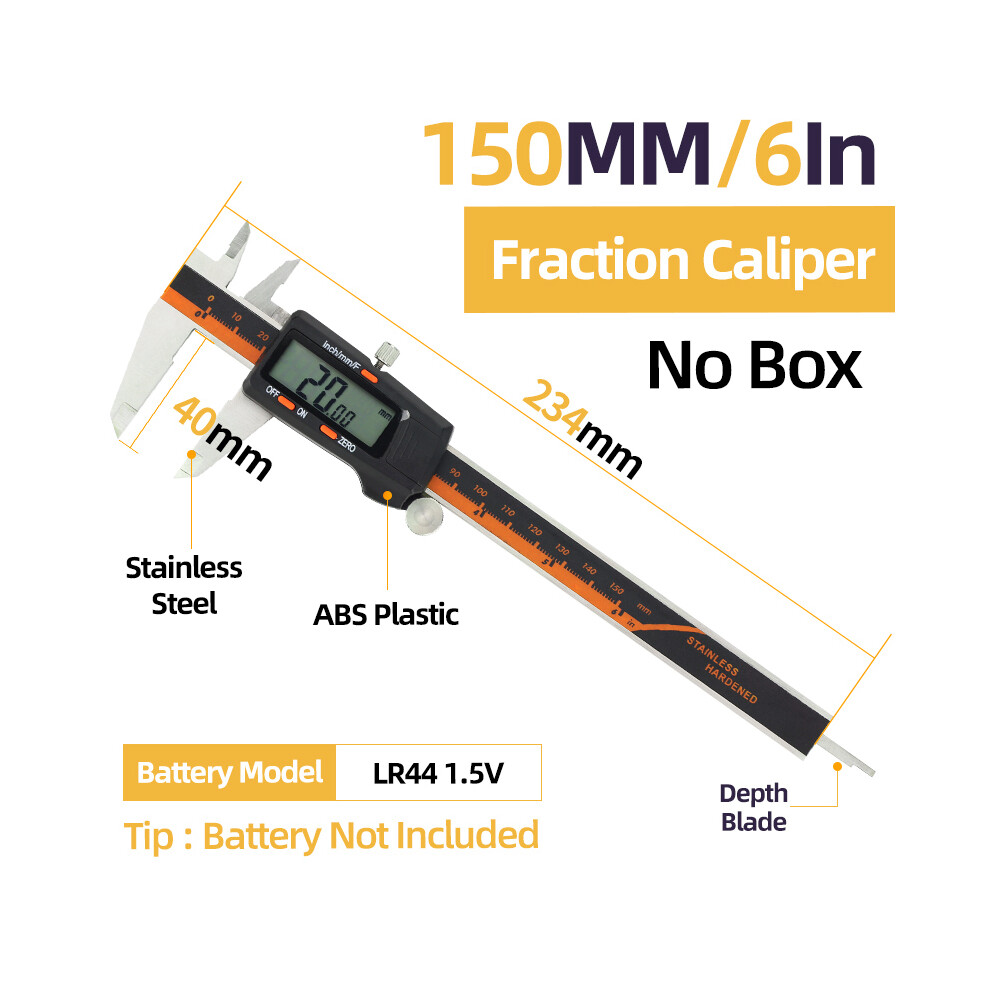 (Fraction Caliper) Fraction Digital Caliper Digital Micrometer Ruler Stainless Steel Gauge Vernier Calipers Instrument 9008532344624