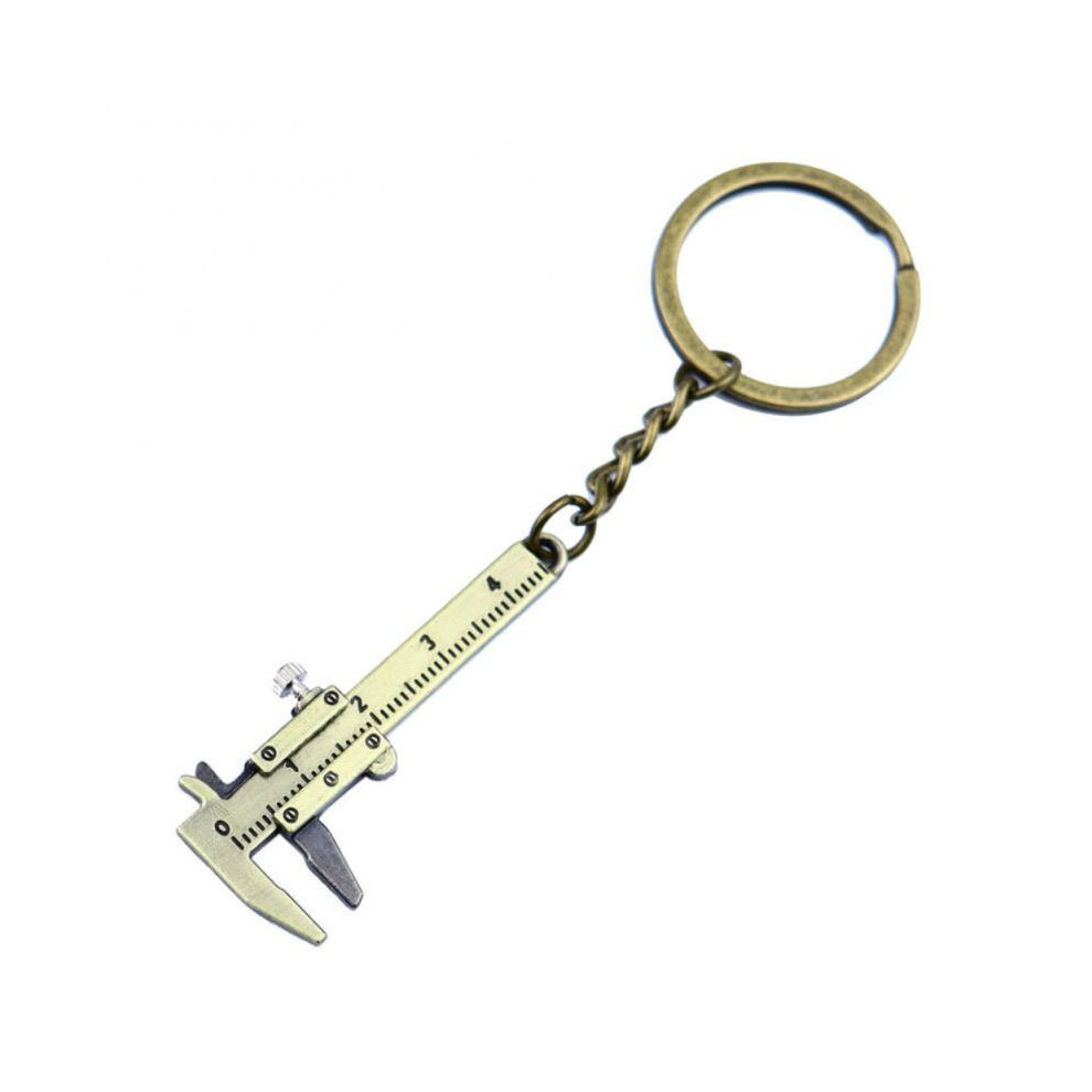 (Copper) Mini Caliper Key Chain Alloy Real Vernier Caliper Keyring Portable Rulers Calipers Keychain Small Measuring 9008532349735