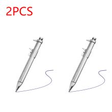 (Blue 2 PCS) 2 in 1 Caliper Type Ballpoint Pen Vernier Bullet-tip Design Stationery Portable Tools for Kids Children