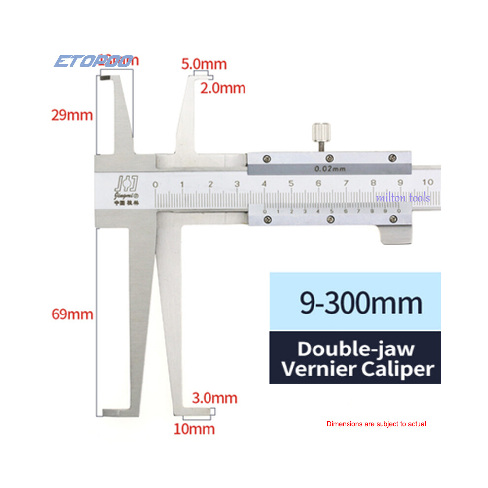 (9-300Mm) Inner Groove Caliper Inside Vernier Caliper Stainless Steel Long Claw For Inner Diameter Measurement 9008532340435