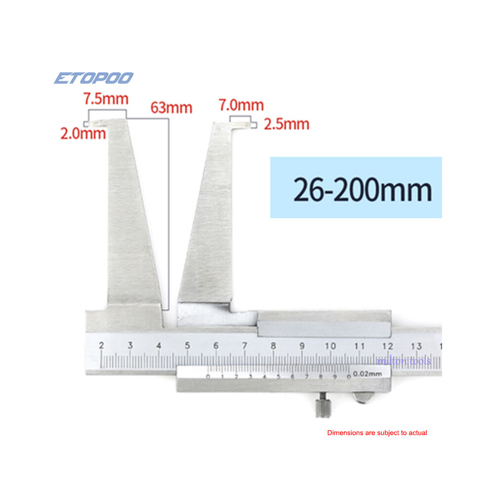 (26-200Mm) Inner Groove Caliper Inside Vernier Caliper Stainless Steel Long Claw For Inner Diameter Measurement 9008532343054