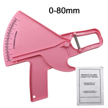 (Pink) 0-80mm Body Fat Measure Tester Analyzer Sebum Caliper Clamp Shaped Ruler Skinfold Test Instrument Measuring