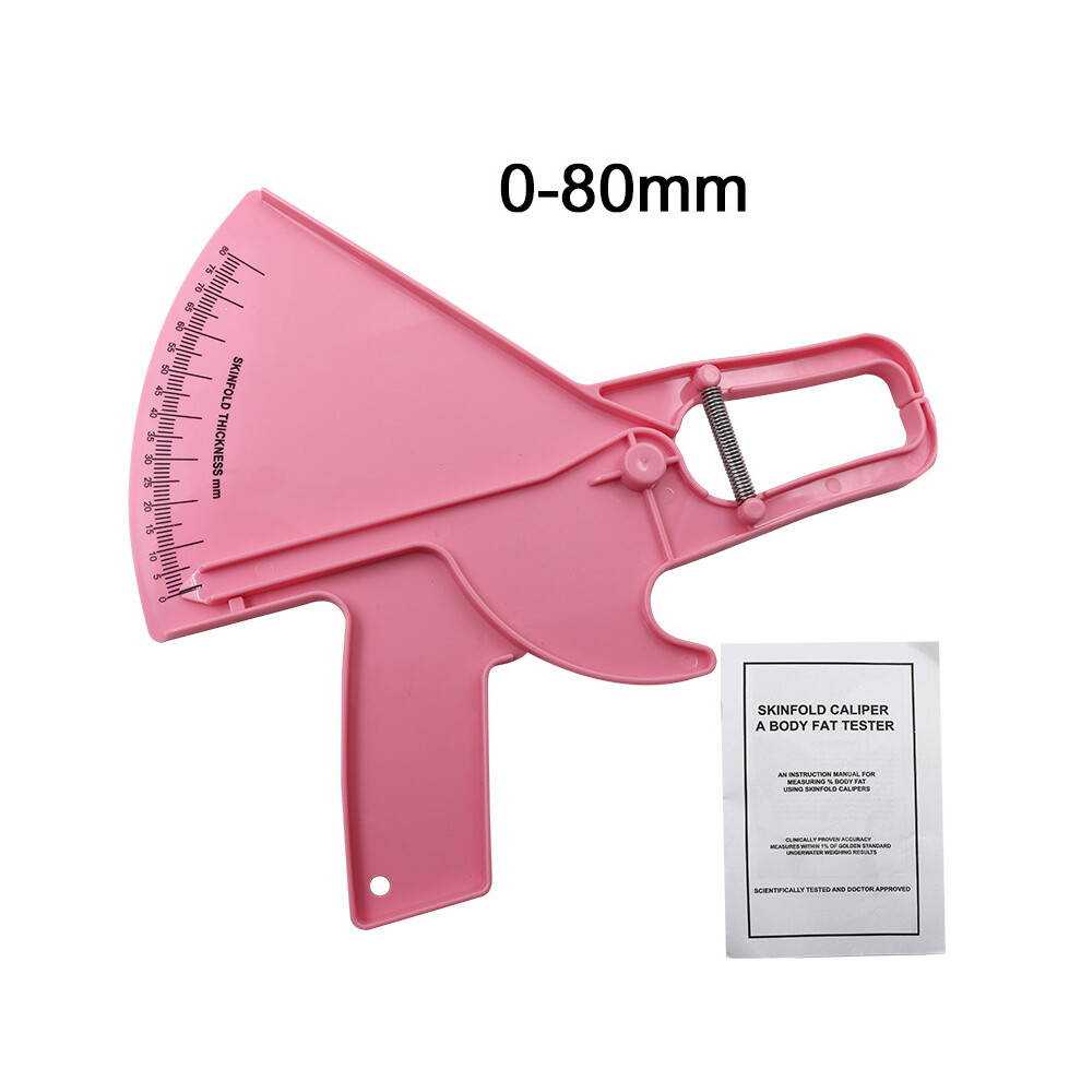 Pink (Pink) 0-80Mm Body Fat Measure Tester Analyzer Sebum Caliper Clamp Shaped Ruler Skinfold Test Instrument Measuring