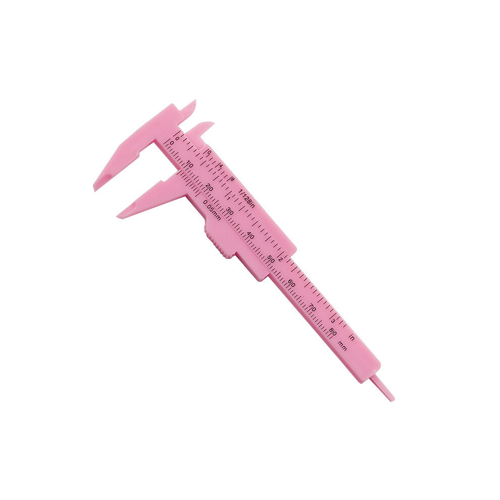 (Pink) Mini 0-80Mm Double Scale Plastic Vernier Caliper Ruler Measuring Student Calipers Measuring Tool Calipers 9008532350762