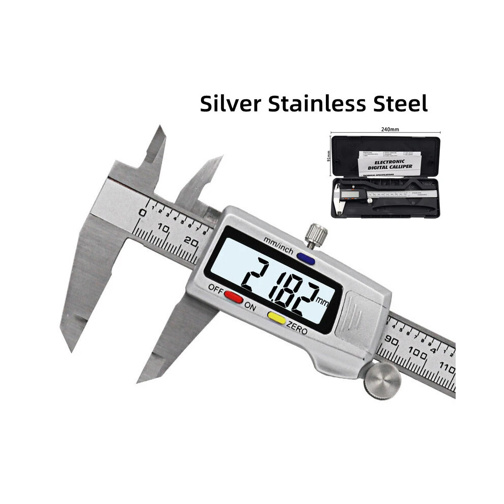 (Silver Steel) Measuring Tool Stainless Steel Digital Caliper 6 "150Mm Messschieber Paquimetro Vernier Calipers Ruler 9008532344426