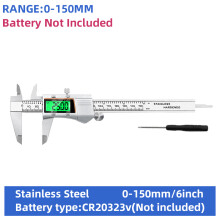 (150mm without Box) Digital Vernier Caliper 6 Inch 150mm Stainless Steel Electronic Metal Caliper Micrometer Depth Measuring
