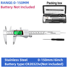 (150mm with Box) Digital Vernier Caliper 6 Inch 150mm Stainless Steel Electronic Metal Caliper Micrometer Depth Measuring