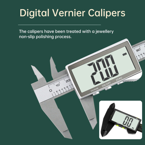 (black) Digital Display Vernier Caliper Diameter Measuring Tool Portable Woodworking Tool with Battery 2