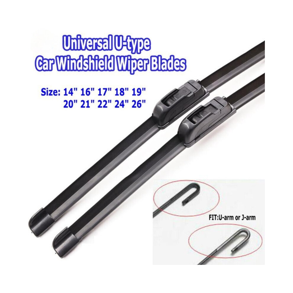 (, 14Inch) 1Pc Car Windshield Wiper Blades U-Type Universal Soft Rubber Frameless Bracketless Car Wipers Black 9008532317512