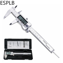(Silver with Box) ESPLB Stainless Steel Caliper Electronic LCD Digital Vernier Scale Caliper 6 inch 6'' 150mm Measuring