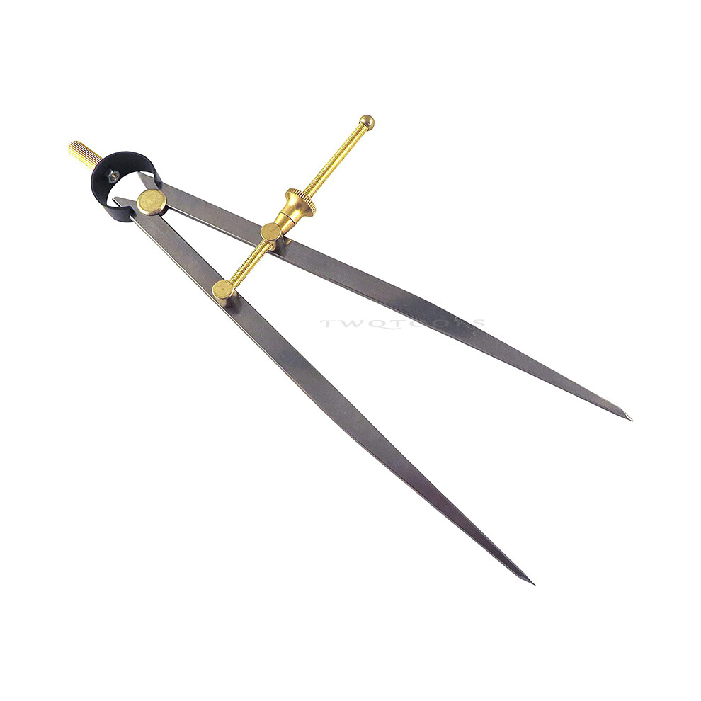 (Brass) 8 Inch Adjustable Divider Leather Compass Lockable Metal Spring Caliper Gauge Woodworking Metalworking 9008532346352