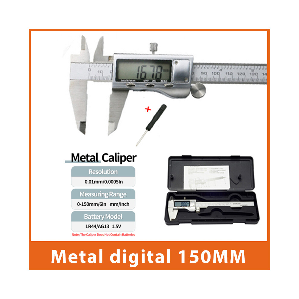 (Metal Digital) Dial Caliper Metal Vernier Caliper Digital Electronic Caliper Micrometer Ruler Depth Measuring Tool 9008532339859
