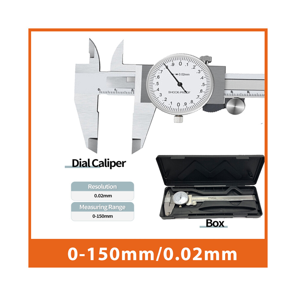 (Dial Caliper 0.02Mm) Dial Caliper Metal Vernier Caliper Digital Electronic Caliper Micrometer Ruler Depth Measuring Tool 9008532340541