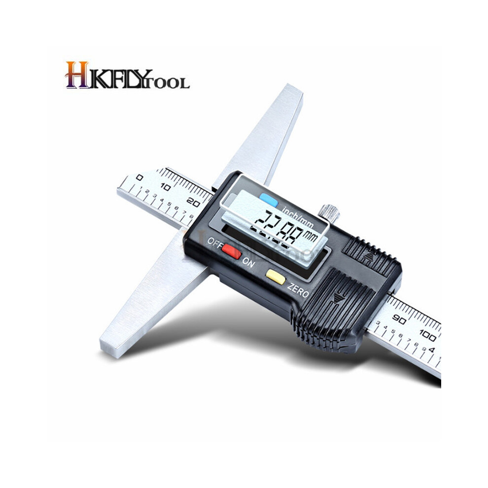 (Digital 0-150Mm) 6" Carbon Steel Metric Imperial Digital Depth Vernier Caliper Micrometer Electric Digital Depth Gauge 9008532340404
