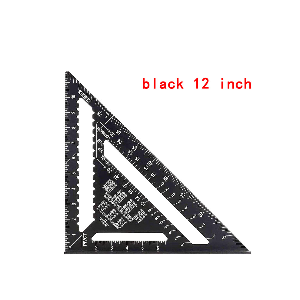 (Black 12 Inch) Woodworking Aluminum Alloy Triangle Gauges Measuring Gauging Tools High Precision Marker Angle Ruler 9008532341159