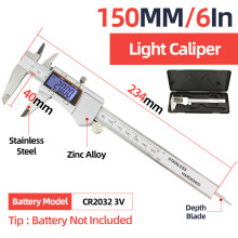 (Box Light Caliper) Metal Caliper Digital Pachometer Professional Vernier Caliber Measuring Tools Woodworking Thickness