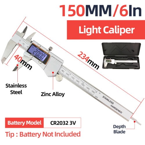 (Box Light Caliper) Metal Caliper Digital Pachometer Professional Vernier Caliber Measuring Tools Woodworking Thickness